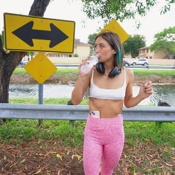Jessie Belle Jogs Onto the Bus for Some Dick