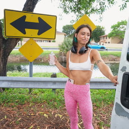 Jessie Belle Jogs Onto the Bus for Some Dick
