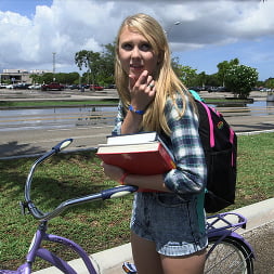 Tight Lil' Blondie Gets WRECKED On The Bus!