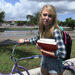 Tight Lil' Blondie Gets WRECKED On The Bus!