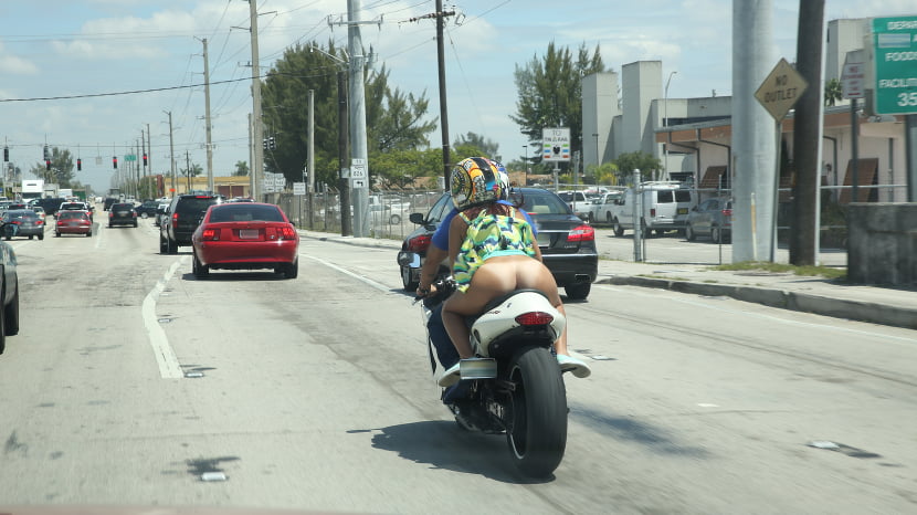 Riding naked on motorcycles